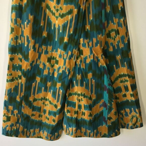 Ulla Johnson Navi Wrap Midi Skirt Green Orange Geometric Handloomed - Picture 2 of 16
